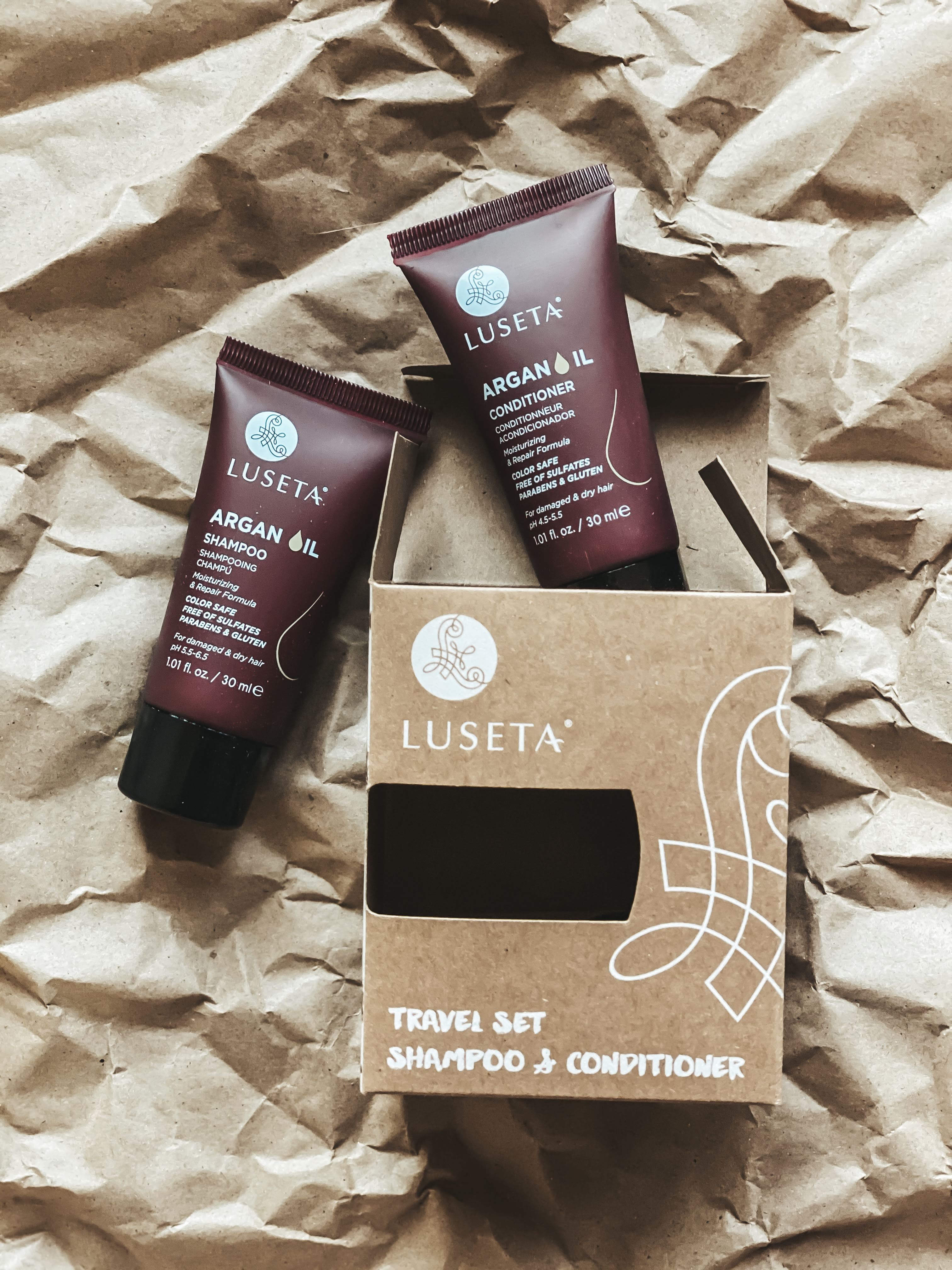 Luseta Beauty Argan Oil Travel Size Shampoo and Conditioner Bundle